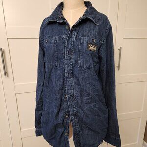 Armada Heavyweight Denim Button Up Shirt Medium Cotton Lined Skater Streetwear